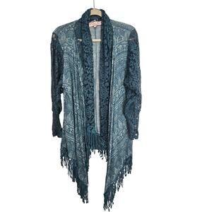 Vintage Pretty Angel Y2K Floral Lace Fairycore Open Cardigan S/M Dark Romantic